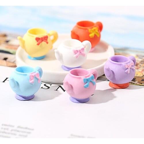 10Pcs/lot Colorful 3D Miniature Teapot Resin Cabochon Simulation Figurines DIY Dollhouse Decoration Toys Scrapbooking Crafts