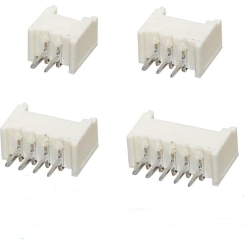 20Pcs Board To Cable Wire 1.25 mm Header Male Blade 2 3 4 5 6 7 8 9 10 Pin Through Hole 0.049" JST Connector