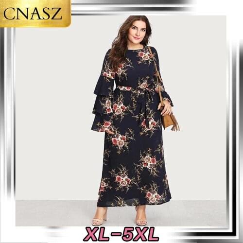 2020 Ladies Modest Fashion Dresses For Women Abaya Floral Long Sleeve Maxi Muslim Long Sleeve Dress Islamic Turkey Dress