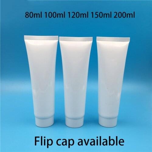 80ml 100ml 120ml 150ml 200ml White Plastic Cosmetic Tube Maquiagem Facial Cleanser Hand Foot Cream Squeeze Hosepipe Bottle 50pcs