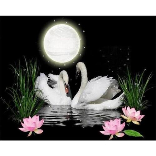 Birds diamond painting embroidery swans diamond tapestry moon mosaic art rhinestone drawing pictures puzzle diamond dotz decor