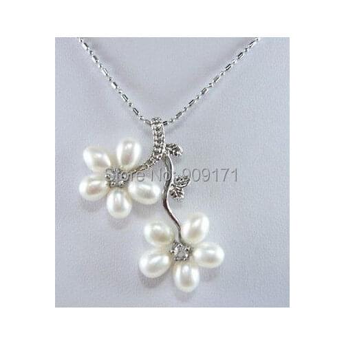 Free Shipping>>Hot! White pearl inlaid crystal Pendant Necklace