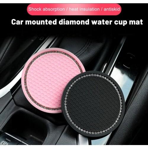Bling Glitter Acrylic Diamond Car Coaster PVC Travel Auto Cup Mats Insert Coaster Anti Slip Crystal Vehicle Interior Accessories