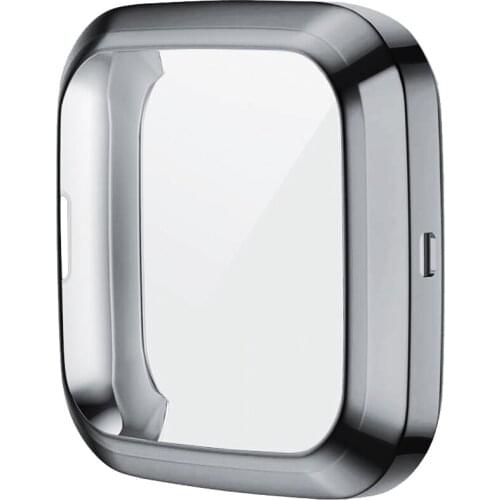 Plated Case for Fitbit Versa 2 Screen Protector TPU Plating Ultra Slim Protective Cover for Versa 2 Smartwatch Cases Cover Grey