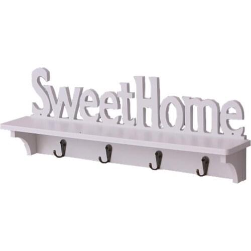 Wood Wall Hook Door Mounted Holder Rack 4-Hook Shelf Coat Hat Clothes Key Hanger Wall Mounted Rack Creative Decor