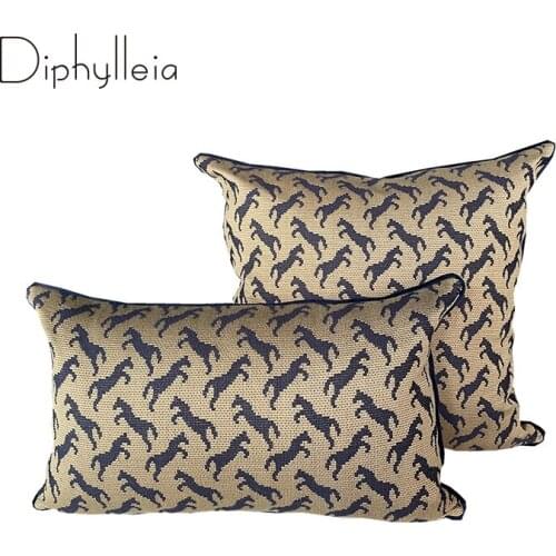 Diphylleia 2021 New Cushion Cover Modern Ornamentation Abstract Horses Jacquard Luxury Pillow Case Sofa Living Room Hometextile