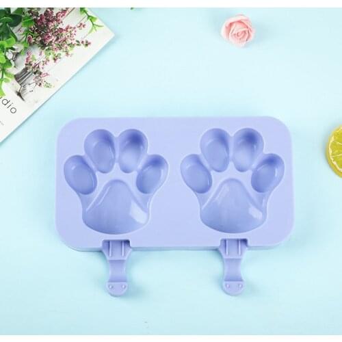 DIY Silicone Ice Cream Mold with Cover Dog paw rabbit Shape Jelly Form Maker Ice lolly Moulds Ice Cube Tray Bar Decoration