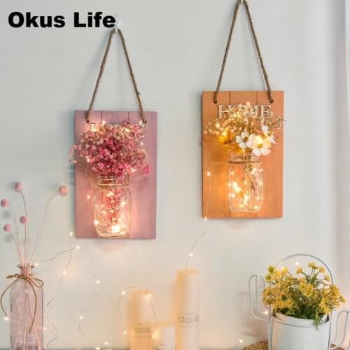 European DIY Dried Flower Plant Wall Mounted Wood Decorative Shelf Toys Frame For Home Kids Bedroom Hanging Craft Wall Decor