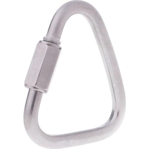 304 Stainless Steel Screw Lock Triangle Carabiner Climbing Gear Safety Snap Hook 62KF
