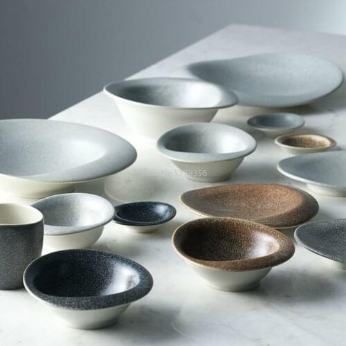 Nordic Commercial Ceramic Irregular Plate Household Tableware Individual Platter Flat Plate Pasta Bowl Rice Sauce Dish