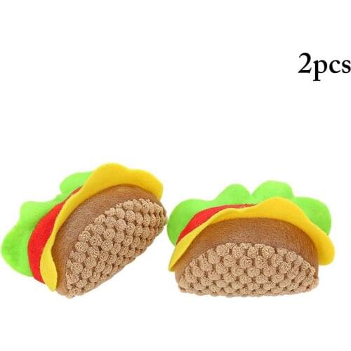2PCS Hamburger Plush Toys Cat Toy Lovely Realistic Pet Plush Toy Pet Chew Toy Cat Play Toy