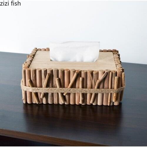 Handmade Solid Wood Tissue Box Nordic Rectangle Desktop Finishing Creativity Bathroom Restaurant Tissue Storage Boxes Accessory