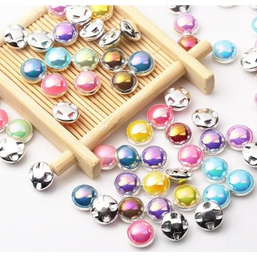 8mm 10mm Mix Colors Sewing Round Pearl DIY Sew On Pearl Beads Flatback Rhinestone Button With Holes Sewing Pearl For Decoration