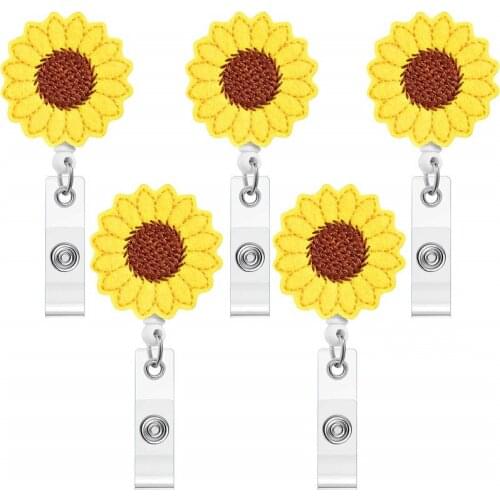 Hot Sales 1 Piece Top Quality Fashion Sunflowers Retractable Badge Holder Reel Students ID Card Holder Clip Keychains Lanyard