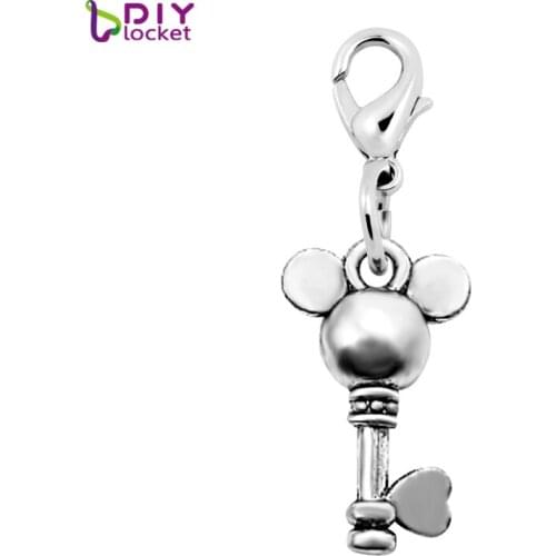 Fashion Charms 20PCS "Key"dangles necklace pendants fit floating charm locket with Lobster clasp LSFE26*20