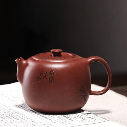 Monohydrate hall yixing recommended undressed ore handmade tea set bottom groove qing boosted pot of 300 ml