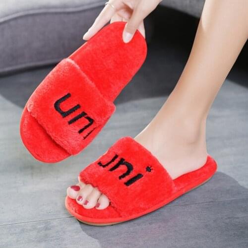 Soft Plush Cotton Shoes Cute Men Slippers Shoes Couple Unisex Non-Slip Floor Indoor Home Furry Slippers Women Shoes For Bedroom