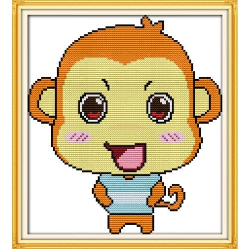 A stupid monkey cross stitch kit 14ct 18ct count canvas stitches embroidery DIY handmade needlework plus