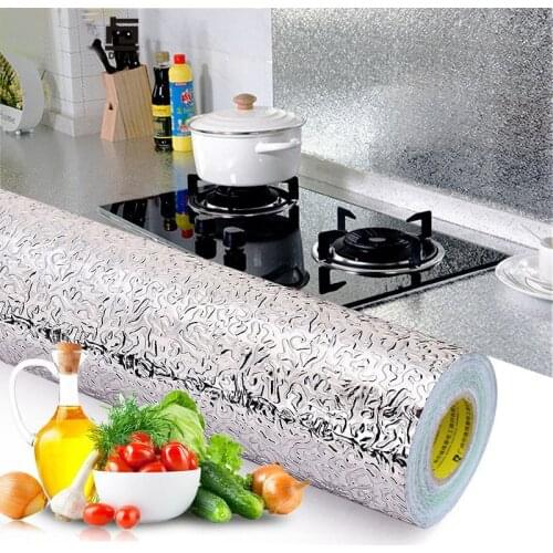 Kitchen Wall Stove Aluminum Foil Oil-proof Stickers Anti-fouling High-temperature Self-adhesive Croppable Wallpaper Wall Sticker