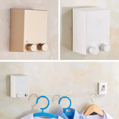 Wall Mount Hanging Rope Drying Rack Indoor Outdoor Retractable Laundry Clothesline Shrinking Balcony Invisible Clothes Line