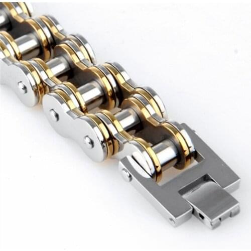 Wholesale punk rock male accessories big charm bracelets men chain on hand stainless steel gold bicycle chain bracelet men