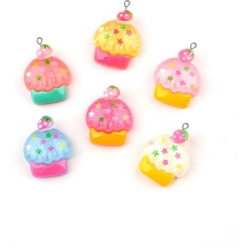 10pcs 15x18mm Resin decorative ice cream charms flatback cabochon pendant jewelry making Diy Hair Ornaments Hanging Material