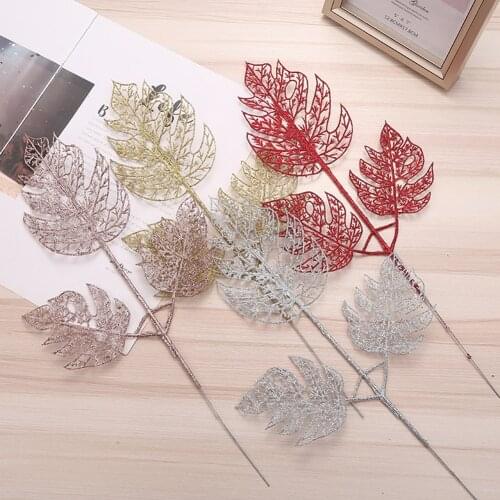 Hollow Christmas Glitter Tree Branches Simulated Leaves DIY Xmas Tree Garland Hanging Decor Christmas Tree Decor Christmas Gift