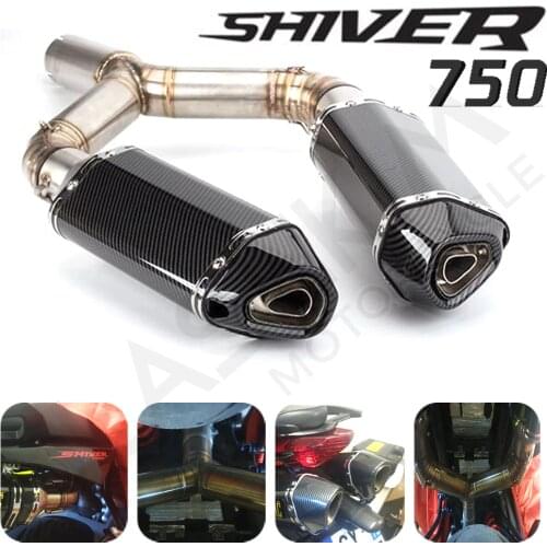Shiver 750 Motorcycle Full System carbon Fiber Exhaust Slip-On For Aprilia SHIVER 750 shiver750 Exhaust Muffler