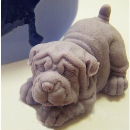 Silicone Mold shar pei dog 3D Handmade Fondant Cake Mold DIY Ice Cream Chocolate Decoration Silica Gel Mold Soap Mold
