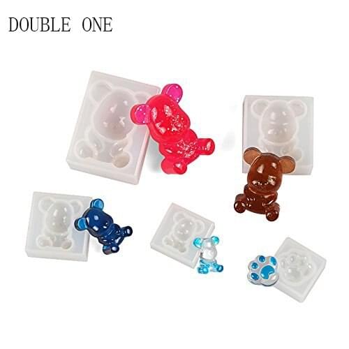 DOUBLE ONE 5pcs/set Silicone Jewelry Pendant Moulds Cute Bear Crystal Resin Jewelry Making Tools & Equipments for DIY
