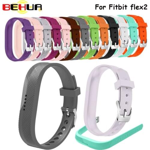 Silicone Sports Wristbands Strap Holder Replacement Case with Stainless Steel Buckle for fitbit flex 2 flex2 Smart watch band