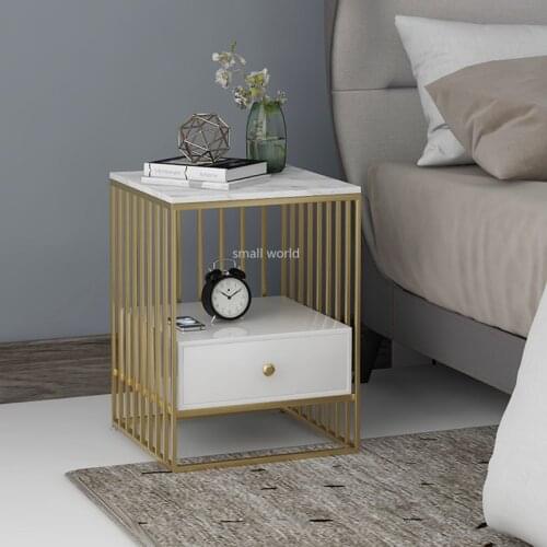 Nordic sofa side corner cabinet double-layer coffee table bedside shelf bathroom shelves drawer decorative for bedroom