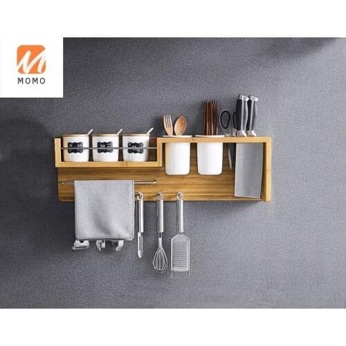Modern wall mounting mildewproof bamboo storage rack decoration shelf for kitchen living room bathroom