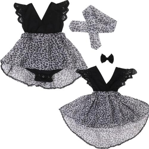 Kid Infantil Baby Girls Princess Pageant Wedding Party leopard print Tulle Tutu Casual Dresses Headband