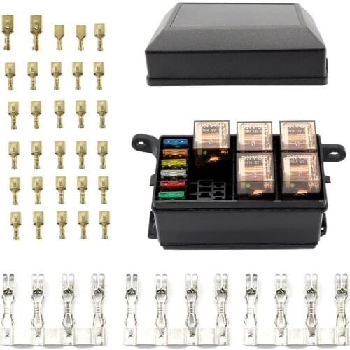 Universal Dc 12v Car Marine Boat 6-way Relay + 6-slot Ato/atc Blade Fuse Holder Box Block Car Insurance Seat Auto Circuit Board