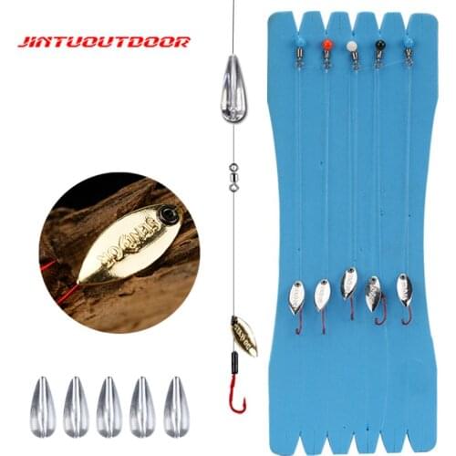 Assembled Spoon Lure Mini Bait Melon Seed Wobblers Sequins Thrower With Ceramic Hole Hook 4*10mm Artificial Fishing Accessories