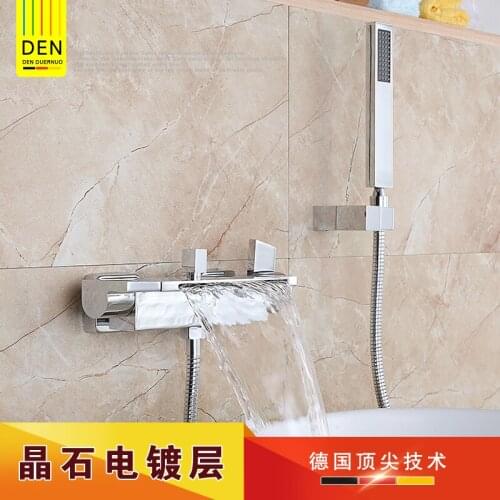 Bathroom falls into the wall type cold copper triple cylinder shower shower faucet sheathed with the mixing valve