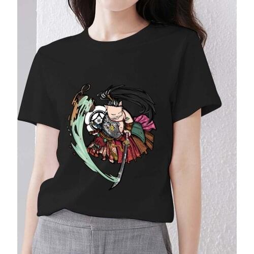 T-shirt Womens Pullover Summer Japanese Tops Funny Samurai Short-sleeved Tops T-shirts Commuter All-match Basic Ladies Tops