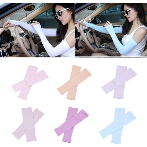 Women Lengthened Anti-Skid Sunscreen Sun Protection Arm Gloves for Driving