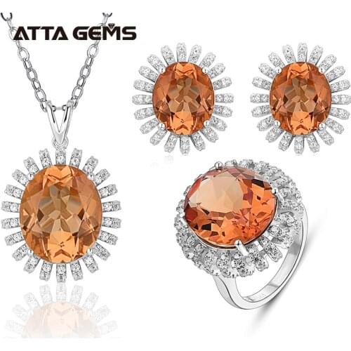 Zultanite Gemstone Jewelry Set for Women Solid 925 Sterling Silver Ring Earrings Necklace Color Change Diaspore Stone for Women