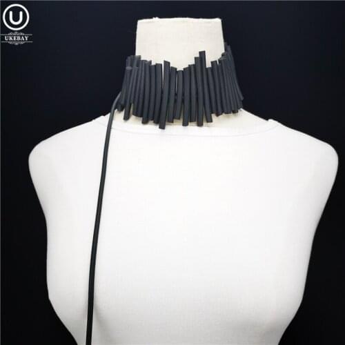 UKEBAY New Punk Choker Necklaces Women 2020 Fashion Geometric Jewelry Red Pearl Alloy Rope Chain Long Designer Necklace Wedding