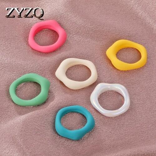 ZYZQ Korea Summer Vintage Resin Ring For Women Candy Colors Acrylic RingsParty Jewelry Gifts Simple Finger Ring