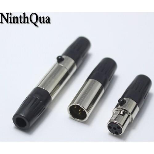 1pair Mini XLR 4 Pin Male Plug + Female jack Small XLR 4P Audio Socket Microphone Connector MIC Adapter for OD5mm Cable