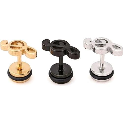 1 Pair Music Note Stud Earring Cool G Clef Ear Stud for Men Women Stainless Steel Treble Clef Note Ear Piercing Jewelry Gift