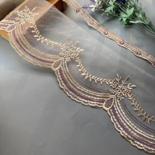 1 Yards Purple 18 cm Strip Lace Ribbon Trims Webbing Applique for Sofa Cover Curtain Home Textiles Trimmings Embroidered Fabric