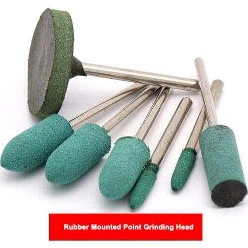 10PCS Rubber Mounted Point Grinding Head For Mould Finish Polish Die Grinder