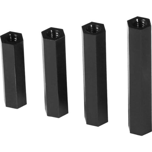 100Pcs/lot M3*5/6/8/10/12/15/18/20/25 Black Nylon standoff 3mm female to female nylon plastic spacer long hex nut