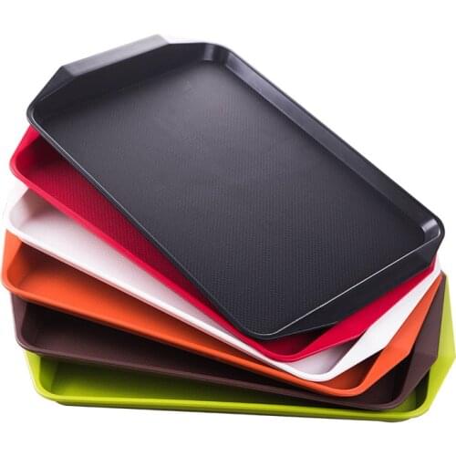 17 Inch Square Solid Chinese Strengthen Thicken PP Plastic Color Double Ear Canteen Fast Food Tray Kitchen Dining Tray