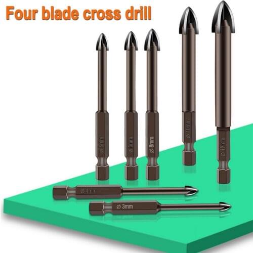 2PCS 3mm 4mm 5mm 6mm 8mm 10mm 12mm Alloy Triangle Drill Bit Cross Hexagon Tile Drill Bit Glass Ceramic Concrete Hole Drill Bit