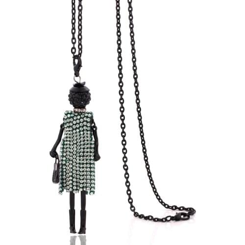 2017 long chain fashion necklaces jewelry CZ tassel crystal necklace women charms lady rhinestone pendant big choker style